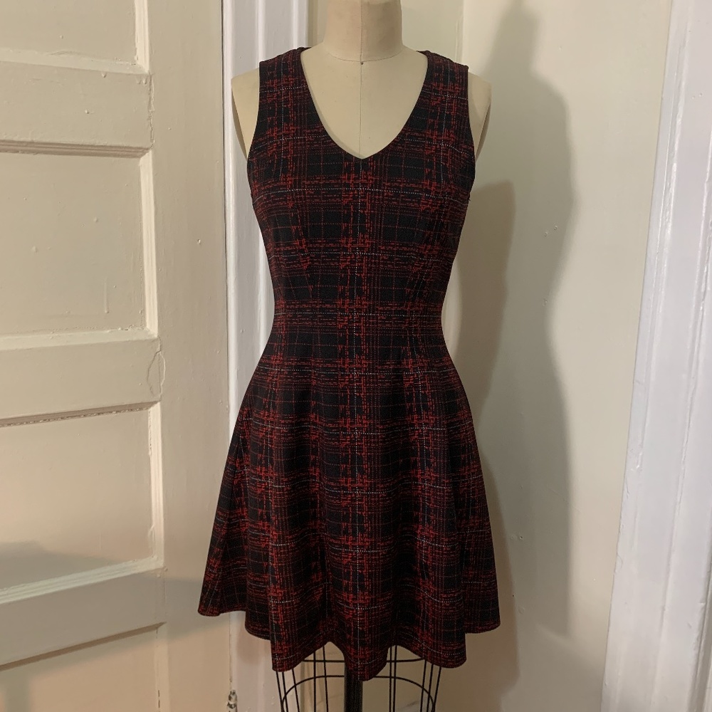 Romeo And Juliet Fit and Flare Plaid Scuba Dress